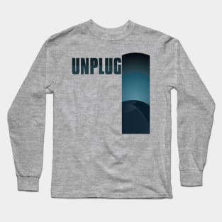 UNPLUG Light And Dark Blue Desert Mountain Range Beach Sunset Vibe Long Sleeve T-Shirt